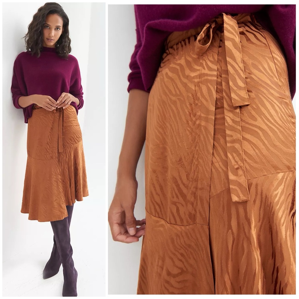 Anthropologie Copper-Tone Midi Skirt